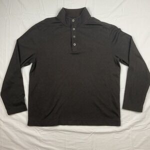 Van Heusen Pullover Large Brown Cotton Blend Mock Neck Henley Classic Fit Soft